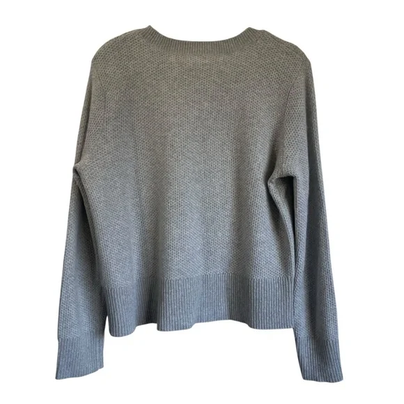 Outerknown Women's Cashmere Waffle Texture Light Gray Crew Neck Sweater Large - Picture 6 of 8